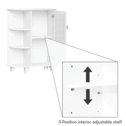 Kirkland's Home Wood Shutter Door Open Shelf Cabinet- Bathroom Furniture