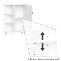 Kirkland's Home Wood Shutter Door Open Shelf Cabinet- Bathroom Furniture