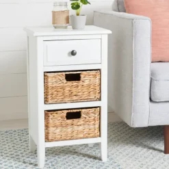 Kirkland's Home Wood Side Table With Baskets- Accent & End Tables