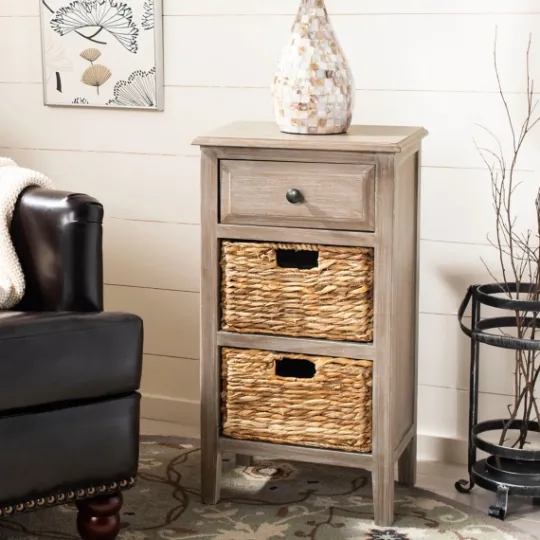 Kirkland's Home Wood Side Table With Baskets- Accent & End Tables