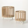 Kirkland's Home Wood Slat Planter Stands, Set Of 2- Decorative Accents