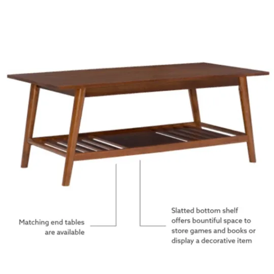 Kirkland's Home Wood Slatted Bottom Shelf Coffee Table- Coffee Tables