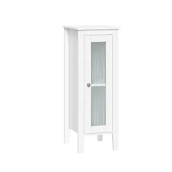 Kirkland's Home Wood Slim Single Glass Door Floor Cabinet- Bathroom Furniture