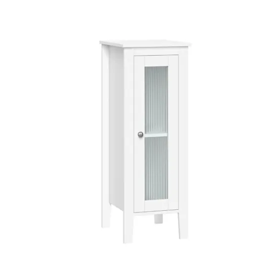 Kirkland's Home Wood Slim Single Glass Door Floor Cabinet- Bathroom Furniture