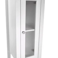 Kirkland's Home Wood Slim Single Glass Door Floor Cabinet- Bathroom Furniture