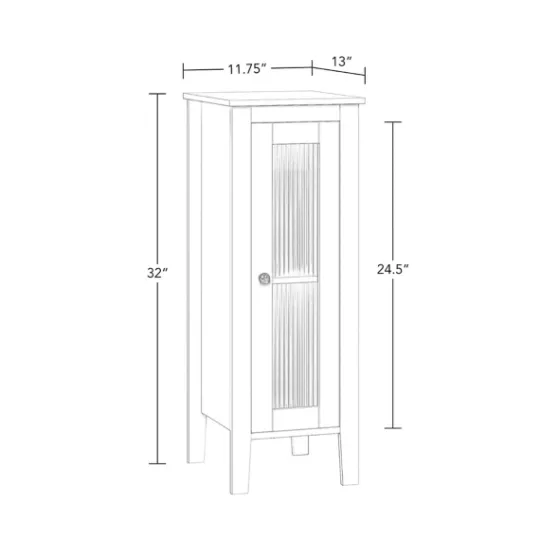 Kirkland's Home Wood Slim Single Glass Door Floor Cabinet- Bathroom Furniture