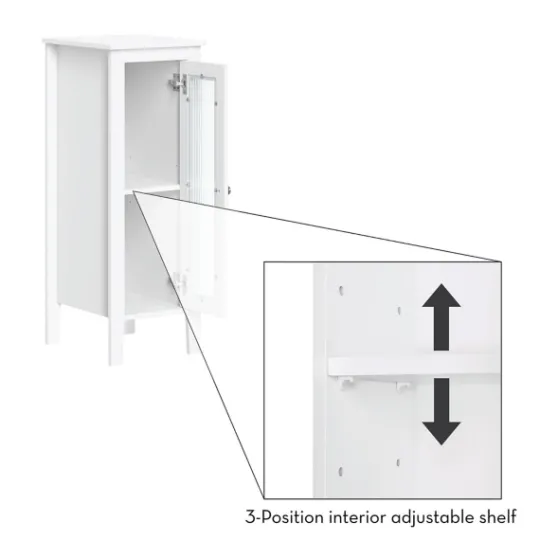 Kirkland's Home Wood Slim Single Glass Door Floor Cabinet- Bathroom Furniture