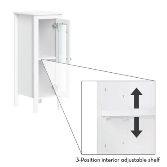 Kirkland's Home Wood Slim Single Glass Door Floor Cabinet- Bathroom Furniture