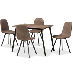 Kirkland's Home Wood Table And Leather Chairs 5-Pc. Dining Set- Dining Tables