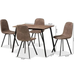 Kirkland's Home Wood Table And Leather Chairs 5-Pc. Dining Set- Dining Tables
