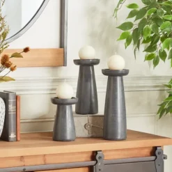 Kirkland's Home Wood Tapered 3-Pc. Pillar Candle Holder Set- Candle Holders