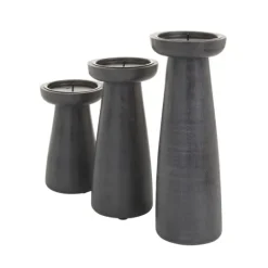 Kirkland's Home Wood Tapered 3-Pc. Pillar Candle Holder Set- Candle Holders