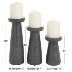 Kirkland's Home Wood Tapered 3-Pc. Pillar Candle Holder Set- Candle Holders