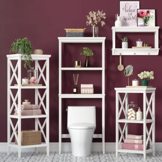 Kirkland's Home Wood 2-Tier Storage Shelf- Bathroom Furniture