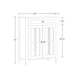 Kirkland's Home Wood Two Pane Glass Doors Floor Cabinet- Bathroom Furniture