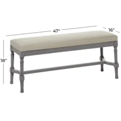 Kirkland's Home Wood Upholstered Burlap Seat Bench- Benches & Ottomans