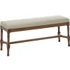 Kirkland's Home Wood Upholstered Burlap Seat Bench- Benches & Ottomans