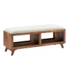 Kirkland's Home Wood Upholstered Seat Open Storage Bench- Benches & Ottomans