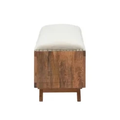 Kirkland's Home Wood Upholstered Seat Open Storage Bench- Benches & Ottomans