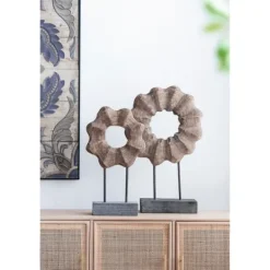 Kirkland's Home Wood Wave Ring Figurine- Statues & Figurines