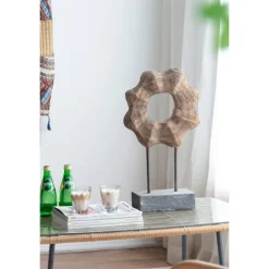 Kirkland's Home Wood Wave Ring Figurine- Statues & Figurines