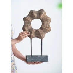 Kirkland's Home Wood Wave Ring Figurine- Statues & Figurines
