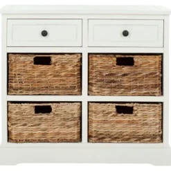 Kirkland's Home Wood Woven Baskets Cabinet- Cabinets & Sideboards