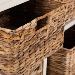 Kirkland's Home Wood Woven Baskets Cabinet- Cabinets & Sideboards