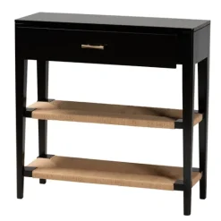 Kirkland's Home Wood Woven Shelves Console Table- Console Tables
