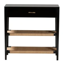 Kirkland's Home Wood Woven Shelves Console Table- Console Tables