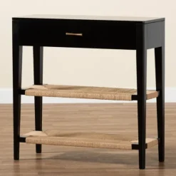 Kirkland's Home Wood Woven Shelves Console Table- Console Tables