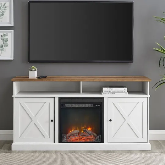 Kirkland's Home Wood X-Door Led Fireplace Cabinet- Cabinets & Sideboards