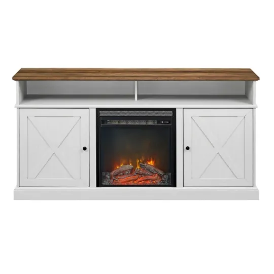 Kirkland's Home Wood X-Door Led Fireplace Cabinet- Cabinets & Sideboards
