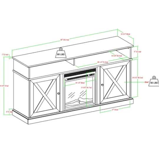 Kirkland's Home Wood X-Door Led Fireplace Cabinet- Cabinets & Sideboards