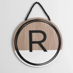Kirkland's Home Wooden Neutral Beaded Monogram R Plaque- Monogram Wall Decor