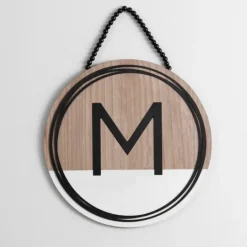 Kirkland's Home Wooden Neutral Beaded Monogram M Plaque- Monogram Wall Decor