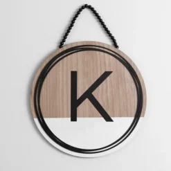 Kirkland's Home Wooden Neutral Beaded Monogram K Plaque- Monogram Wall Decor