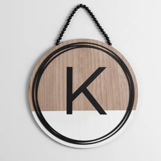 Kirkland's Home Wooden Neutral Beaded Monogram K Plaque- Monogram Wall Decor