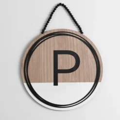 Kirkland's Home Wooden Neutral Beaded Monogram P Plaque- Monogram Wall Decor