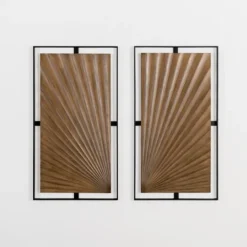 Kirkland's Home Wooden Starburst Metal Wall Plaques, Set Of 2- Wall Plaques