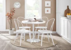 Kirkland's Home Wooden Top Metal Base Round Dining Table- Dining Tables