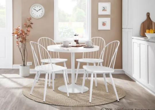 Kirkland's Home Wooden Top Metal Base Round Dining Table- Dining Tables