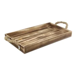 Kirkland's Home Wooden Tray With Rope Handles- Decorative Trays