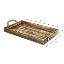 Kirkland's Home Wooden Tray With Rope Handles- Decorative Trays