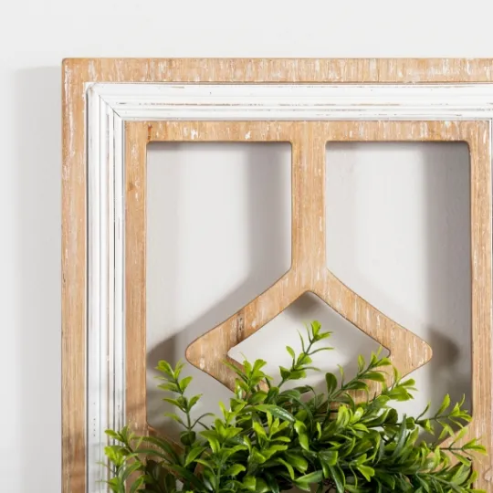 Kirkland's Home Wooden Wreath On Window Wall Plaque- Wall Plaques
