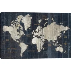 Kirkland's Home World Map Canvas Art Print- Framed Art