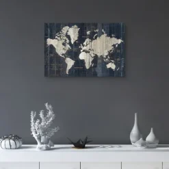 Kirkland's Home World Map Canvas Art Print- Framed Art