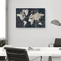 Kirkland's Home World Map Canvas Art Print- Framed Art