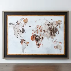 Kirkland's Home World Map Natural Framed Art Print- Framed Art