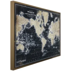 Kirkland's Home World Map On Black Framed Art Print- Framed Art